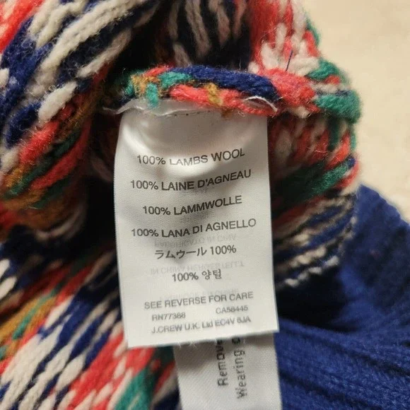 J Crew Classic Fair Isle Womens XS Lambs Wool Multicolor Knit Crewneck Sweater - Picture 14 of 16